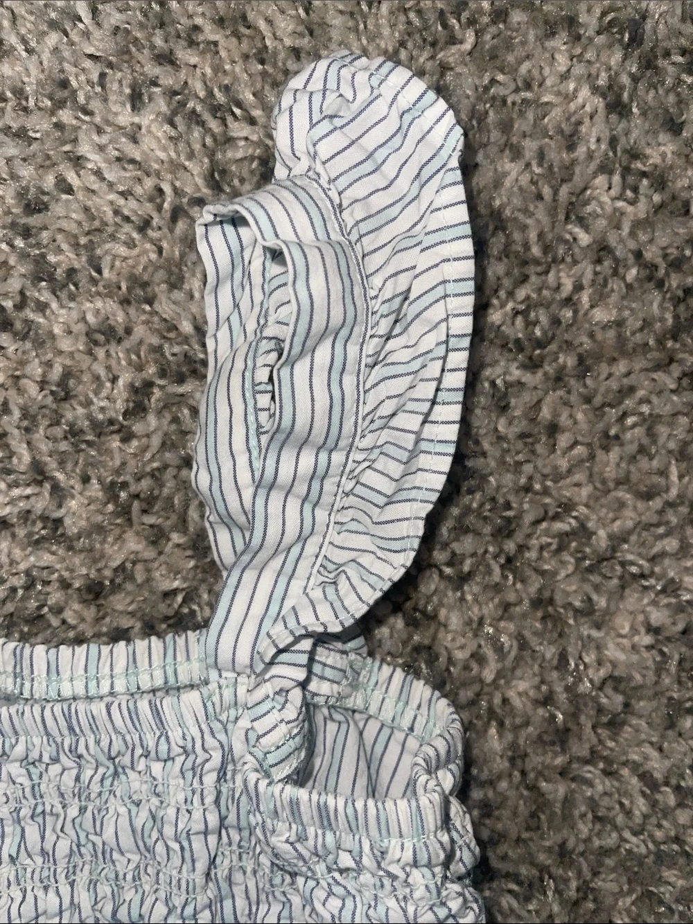 Carter's Blue & White Striped Smocked Jumpsuit